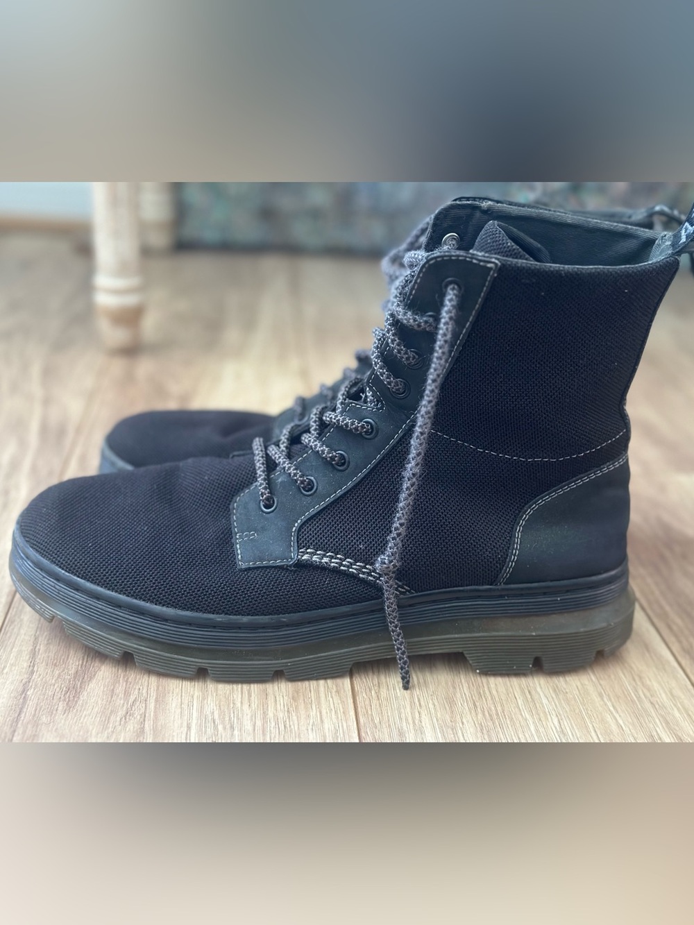 Unisex canvas docs airware Black Lace-Up Boots